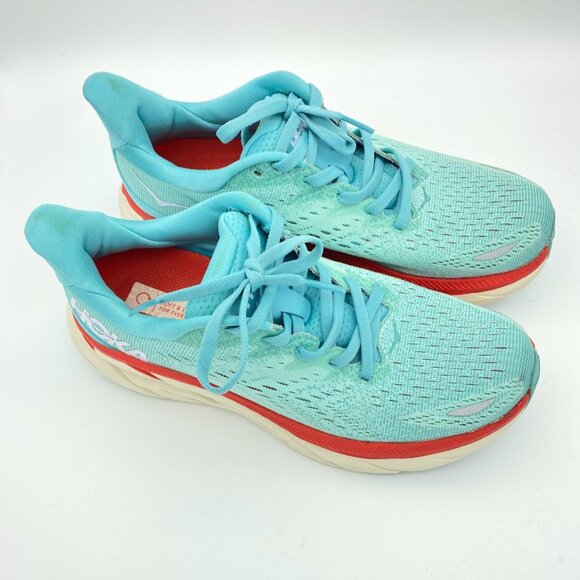 Hoka Women's Clifton 8 Running Shoe | Aquarelle/Eggshell Blue | Size 6.5B - Picture 1 of 8